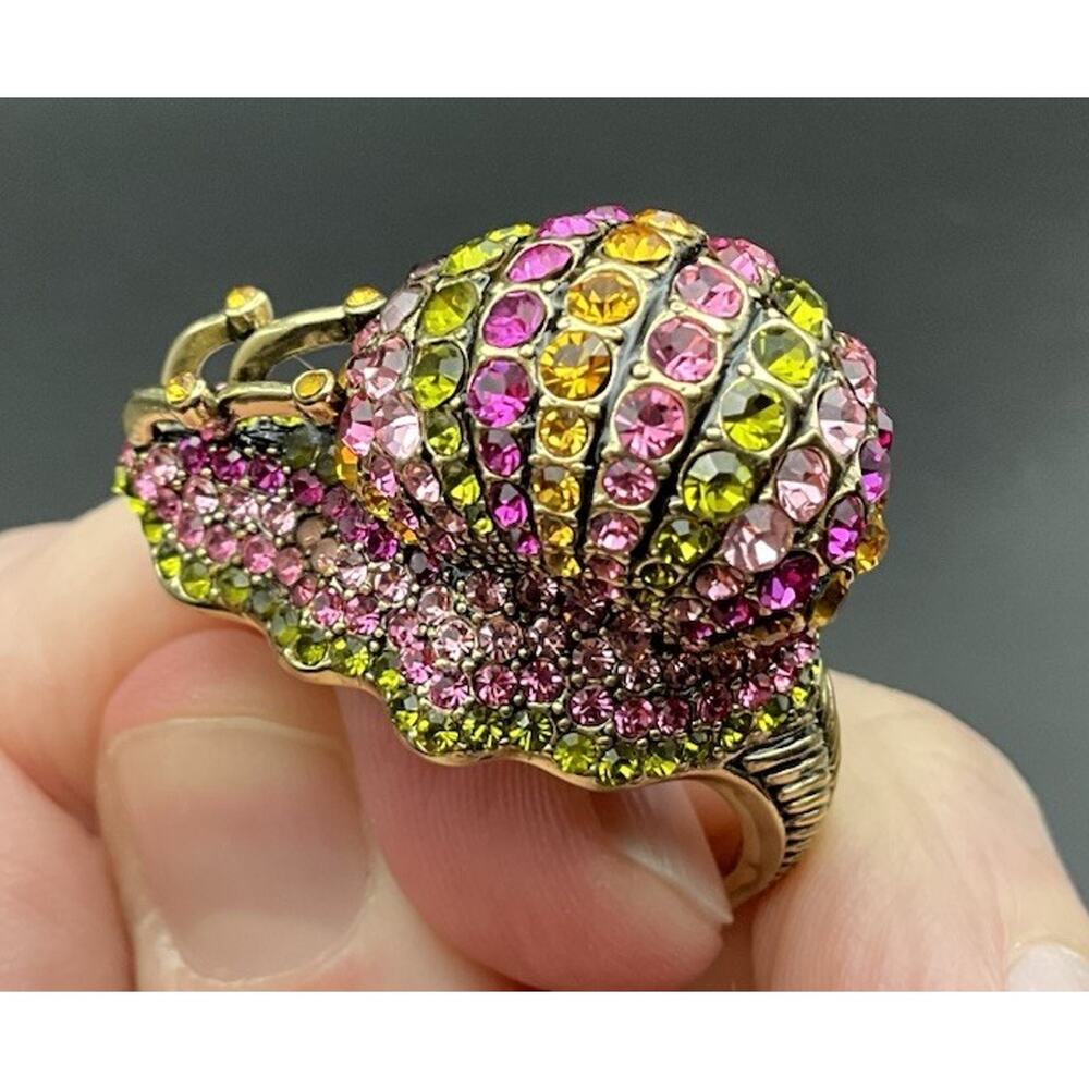 Heidi Daus Retired HSN RARE Pave Crystal Colorful Snail Statement Ring Size 12